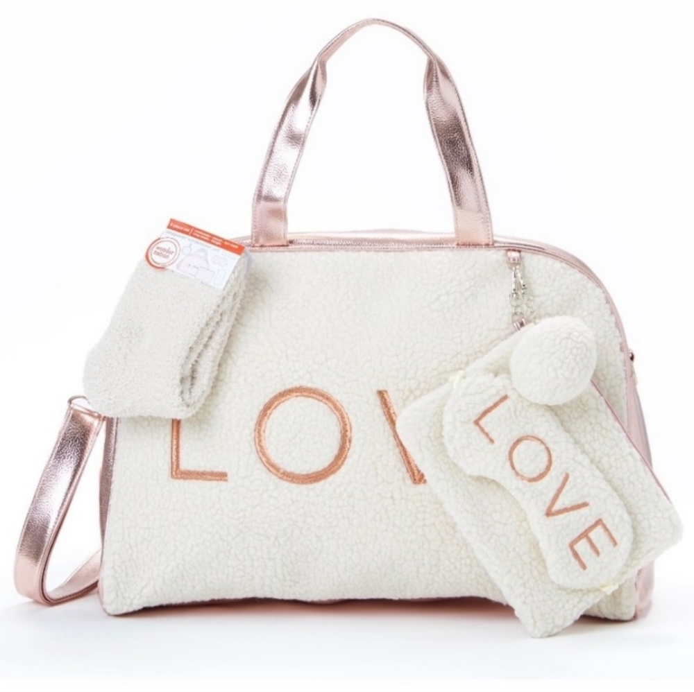 Wonder Nation Girl's sherpa Love weekender Duffle Handbag Set NWT